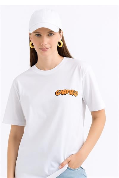 Arkası Garfield Famile Baskılı Tshirt