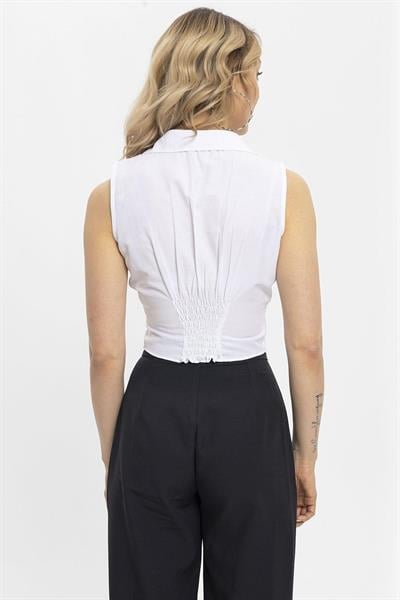 Arkası Lastikli Sıfır Kol Gömlek