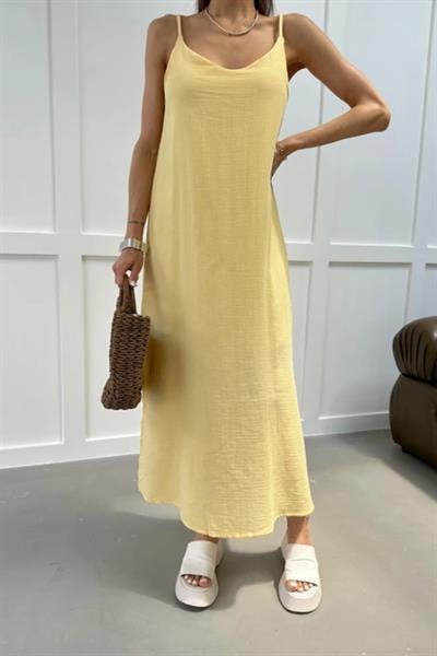 Askı Ayarlı Oversize Müslin Elbise