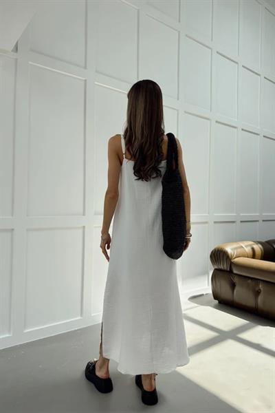 Askı Ayarlı Oversize Müslin Elbise