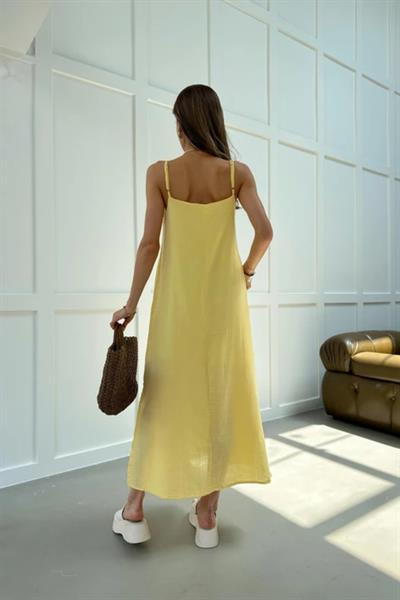 Askı Ayarlı Oversize Müslin Elbise