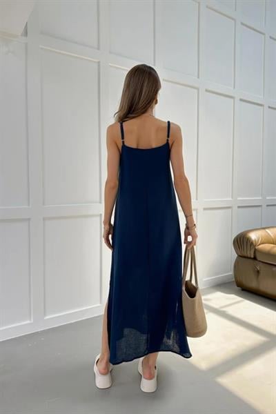 Askı Ayarlı Oversize Müslin Elbise