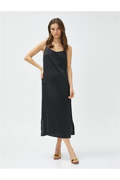 Askı Ayarlı Oversize Müslin Elbise