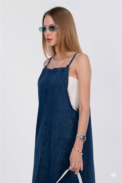 Askılı Kot Jile Elbise