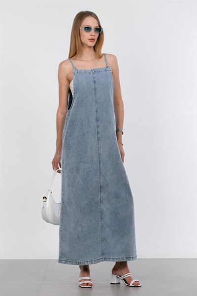 Askılı Kot Jile Elbise