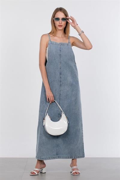 Askılı Kot Jile Elbise