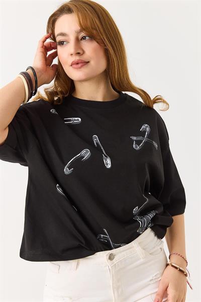 Ataş Baskılı Kısa Kollu Tshirt