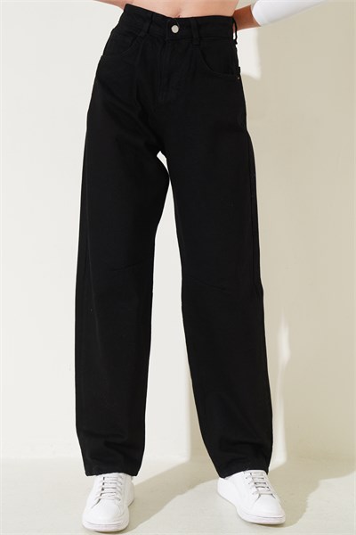Ayarlanabilir Bel Tokalı Baggy Kot Pantolon