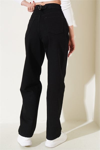 Ayarlanabilir Bel Tokalı Baggy Kot Pantolon