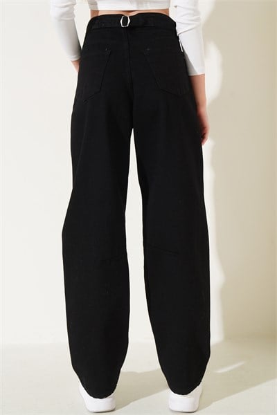 Ayarlanabilir Bel Tokalı Baggy Kot Pantolon