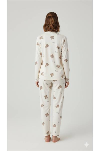 Ayıcık Desenli Süet Pijama Takımı
