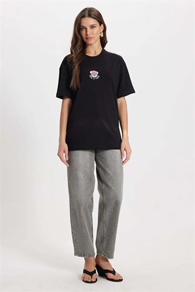 Ayıcık İşlemeli Oversize Tshirt
