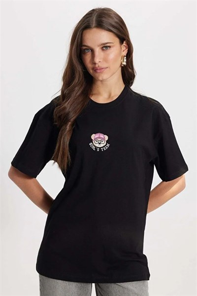 Ayıcık İşlemeli Oversize Tshirt