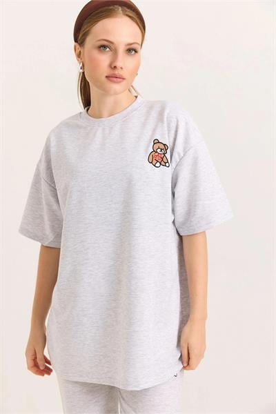 Ayıcık Nakışlı İki İp Tshirt