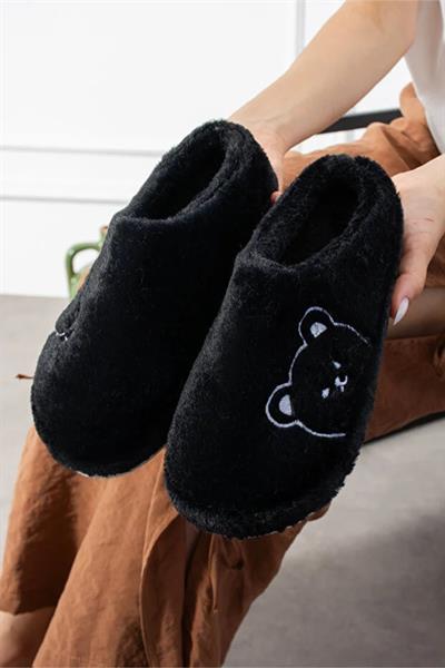 Ayıcık Nakışlı Peluş Ev Terliği