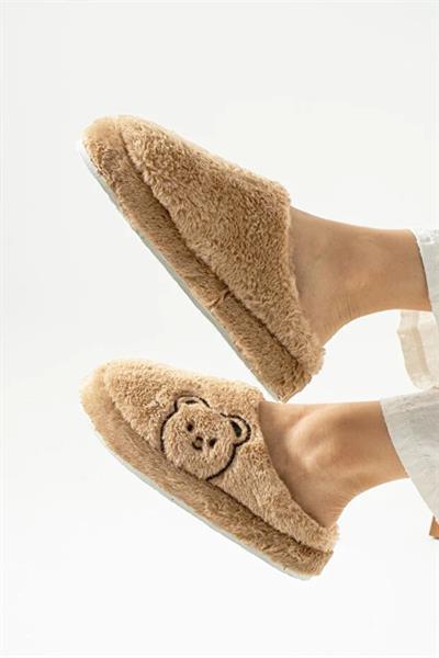 Ayıcık Nakışlı Peluş Ev Terliği