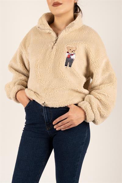 Ayıcık Nakışlı Peluş Sweat