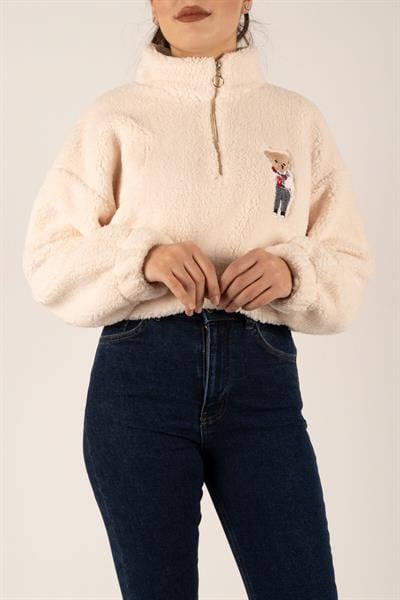 Ayıcık Nakışlı Peluş Sweat