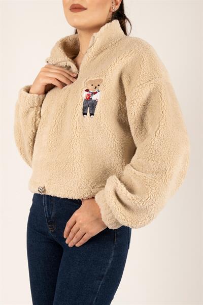 Ayıcık Nakışlı Peluş Sweat