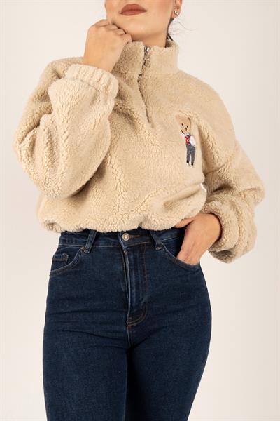 Ayıcık Nakışlı Peluş Sweat