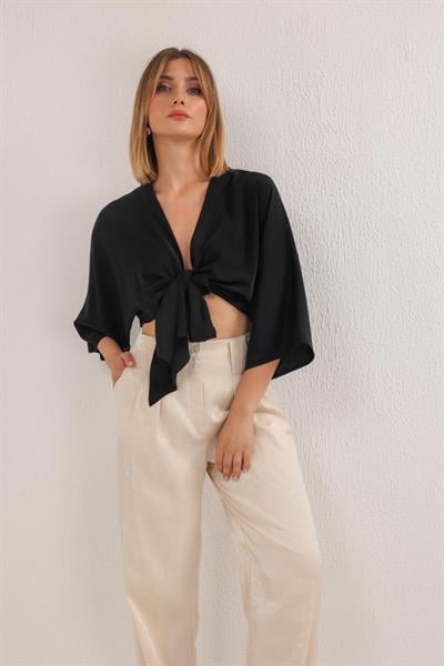 Bağlamalı Müslin Kumaş Bluz