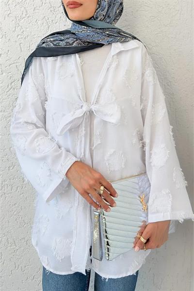 Bağlamalı Nakış İşlemeli Kimono