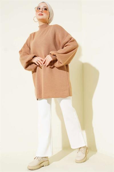 Balıkçı Yaka Balon Kol Triko Tunik