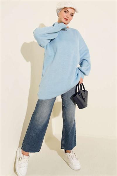 Balıkçı Yaka Balon Kol Triko Tunik