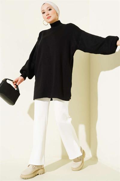 Balıkçı Yaka Balon Kol Triko Tunik