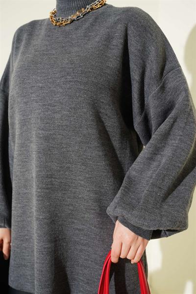 Balıkçı Yaka Balon Kol Triko Tunik