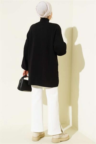 Balıkçı Yaka Balon Kol Triko Tunik