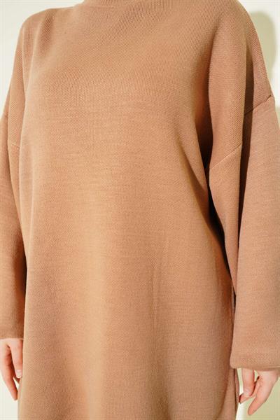 Balıkçı Yaka Balon Kol Triko Tunik