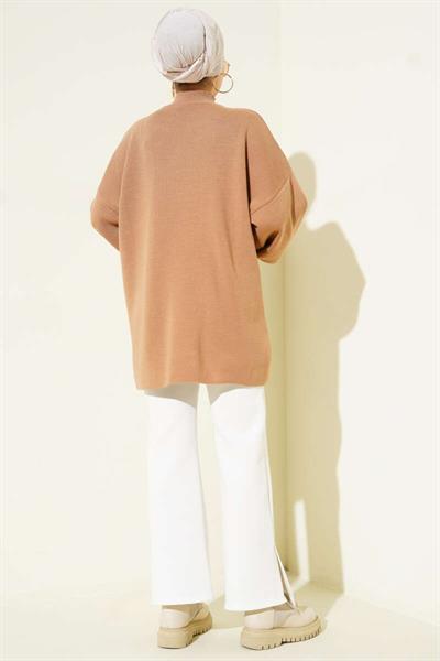 Balıkçı Yaka Balon Kol Triko Tunik