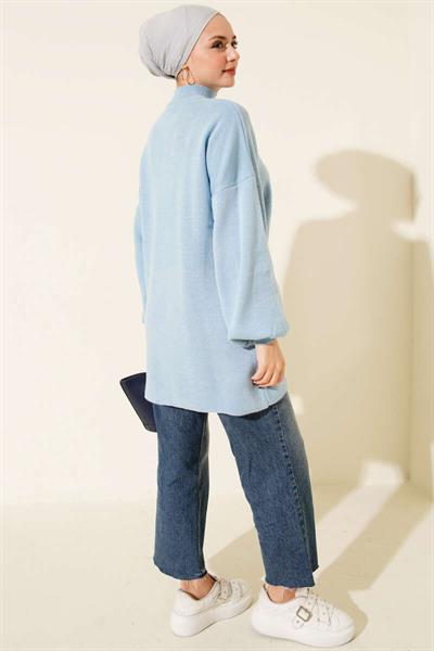 Balıkçı Yaka Balon Kol Triko Tunik