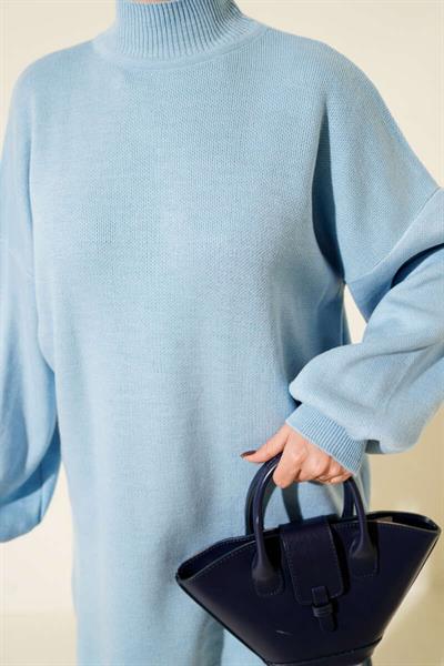 Balıkçı Yaka Balon Kol Triko Tunik