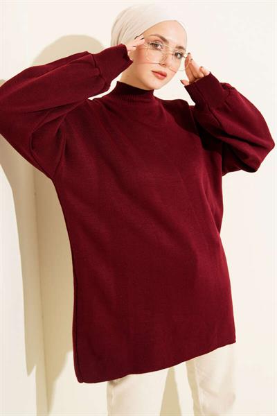 Balıkçı Yaka Balon Kol Triko Tunik