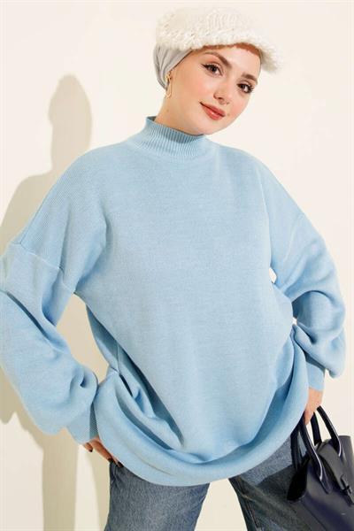 Balıkçı Yaka Balon Kol Triko Tunik