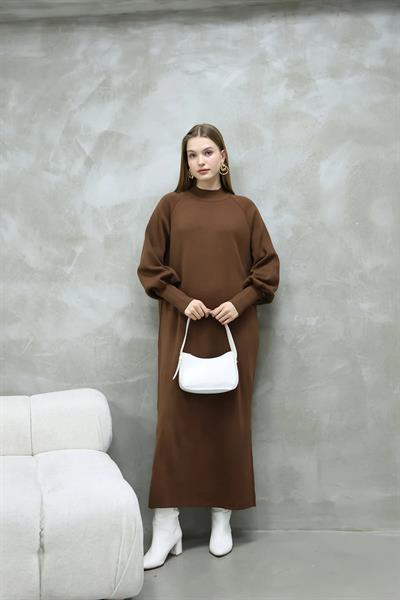 Balon Kol Triko Elbise