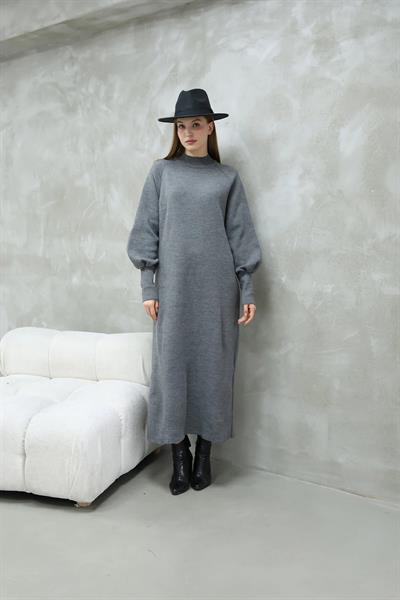 Balon Kol Triko Elbise