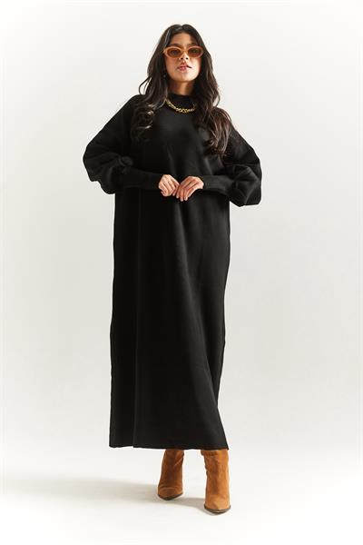 Balon Kol Triko Elbise