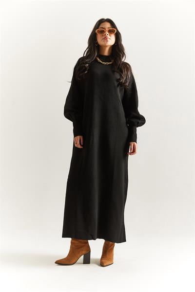 Balon Kol Triko Elbise