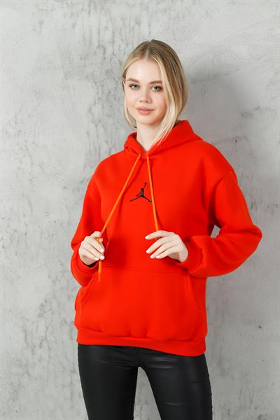 Baskılı Kapşonlu Kanguru Cep Sweatshirt