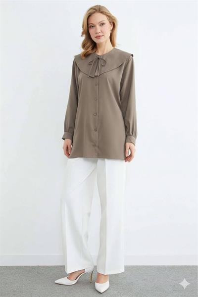 Bebe Yaka Bağlamalı Balon Kol Tunik