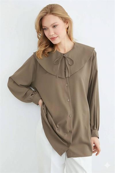 Bebe Yaka Bağlamalı Balon Kol Tunik