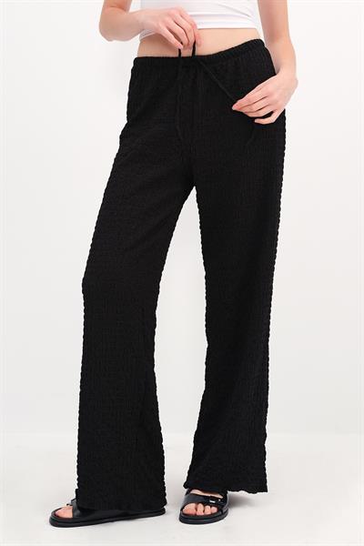 Beli Bağcıklı Bürümcük İspanyol Paça Pantolon