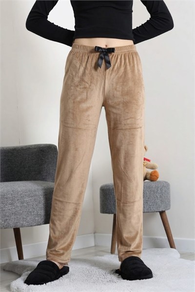 Beli Fiyonklu Kadife Pijama Altı