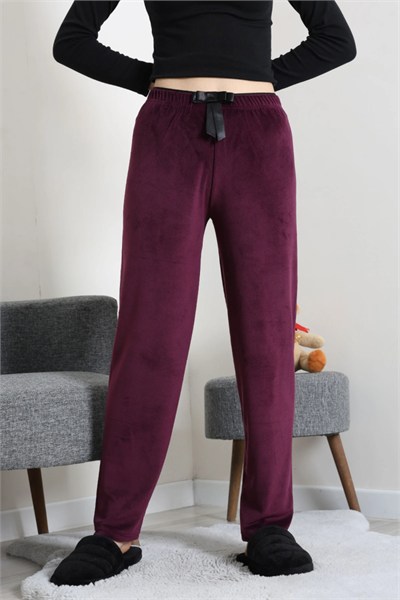 Beli Fiyonklu Kadife Pijama Altı