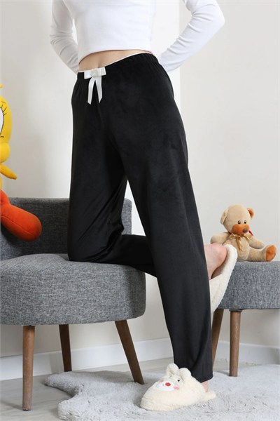 Beli Fiyonklu Kadife Pijama Altı
