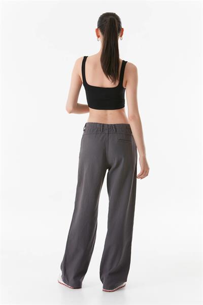 Beli Lastikli Bol Paça Keten Pantolon