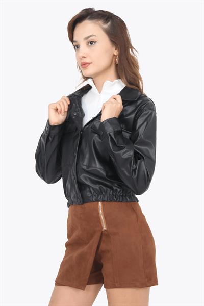 Beli Lastikli Deri Gömlek